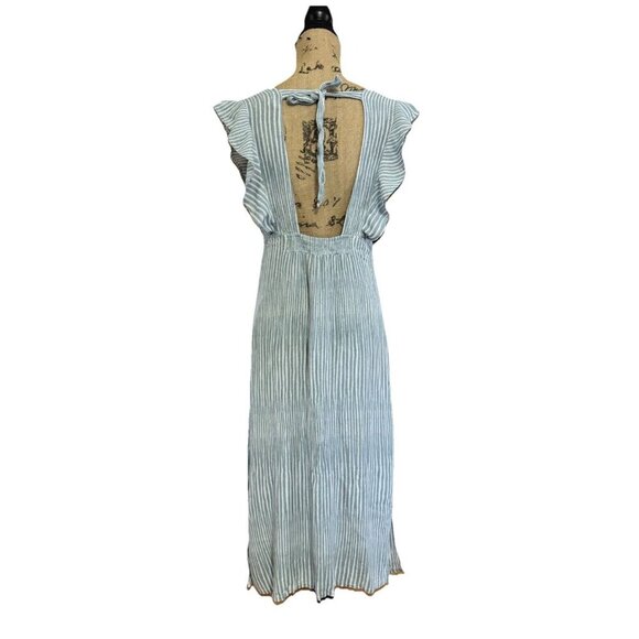 Womens Maxi Dress Ruffles Sleeveless Vneck Summer Spring Beach Coastal MEDIUM - Picture 3 of 12